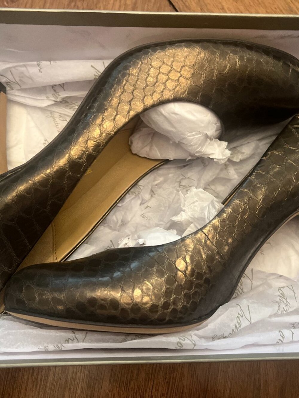 Trotter Gigi High Heel Pumps - Bronze Snake Size 7 New in Box